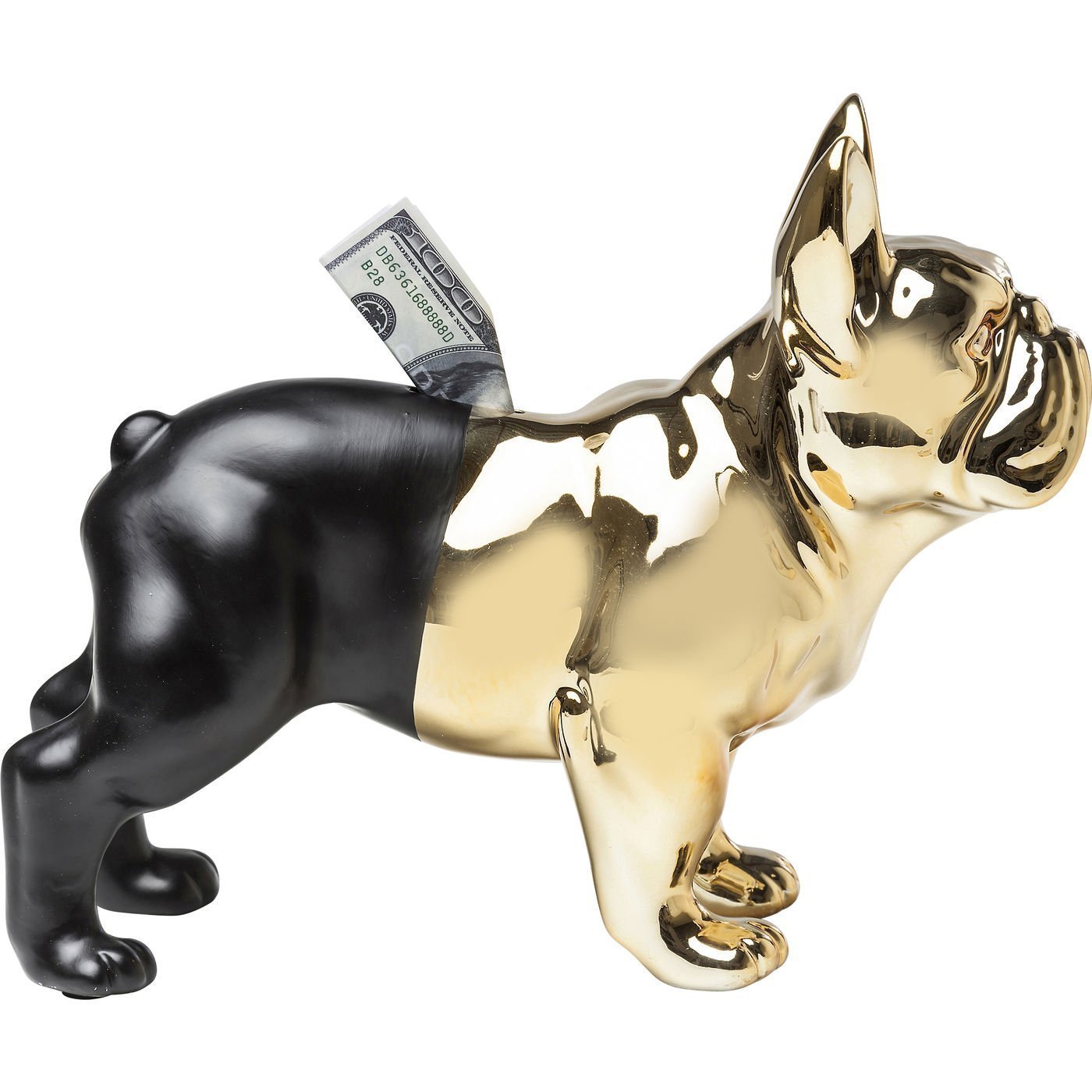 KARE-38541-1400x1400 Money Box Bulldog Gold-Black - Image 1