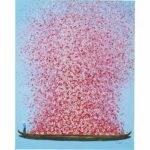Canvas Picture Flower Boat Blue Pink 80x100cm