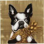 Canvas Picture Dog with Pineapple 80x80cm