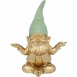 Deco Figurine Gnome Meditation Gold Green 19cm