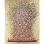 Canvas Picture Flower Boat Gold Pink 120x160cm
