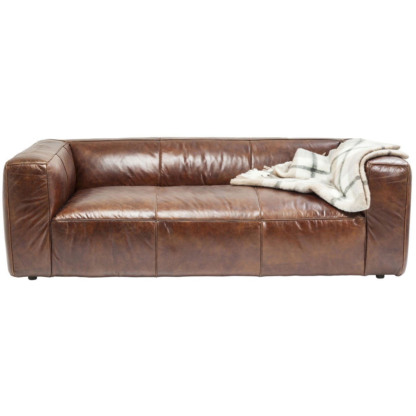 KARE-82019-1400x1400 Sofa Cubetto Leather 3-Seater Brown 220cm - Image 1