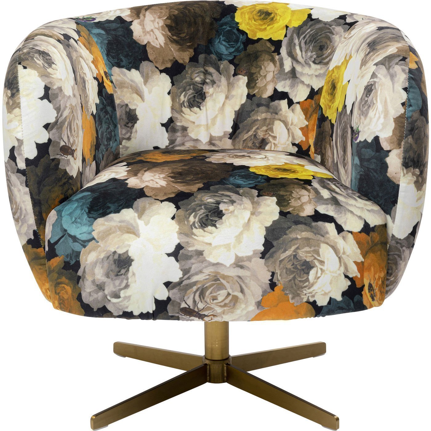 KARE-84685-1400x1400 Swivel Armchair Peony Flower Yellow - Image 1