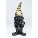Deco Figurine Gnome Standing Black Gold 46cm