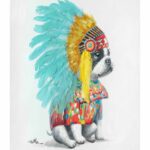 Canvas Picture Headdress Dog 80x80cm