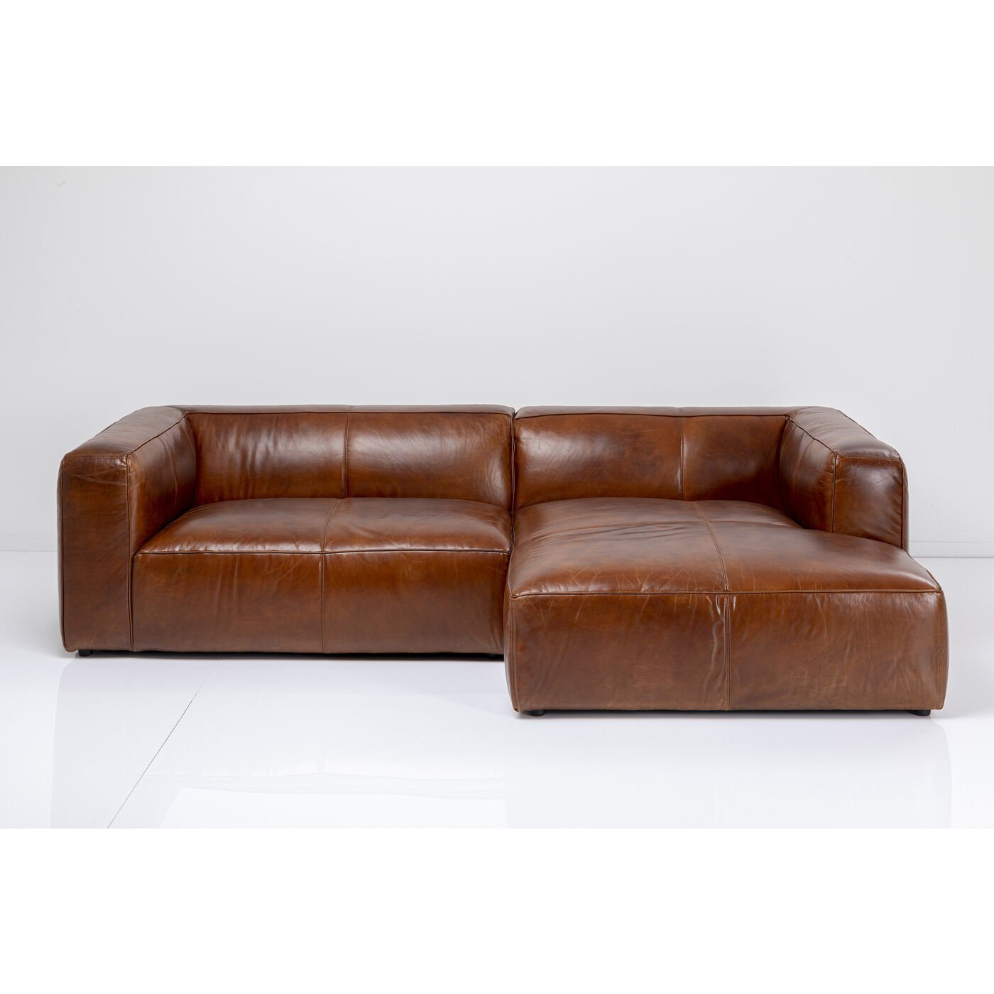 KARE-86149-1400x1400 Corner Sofa Cubetto Leather Brown 270x170cm - Image 1