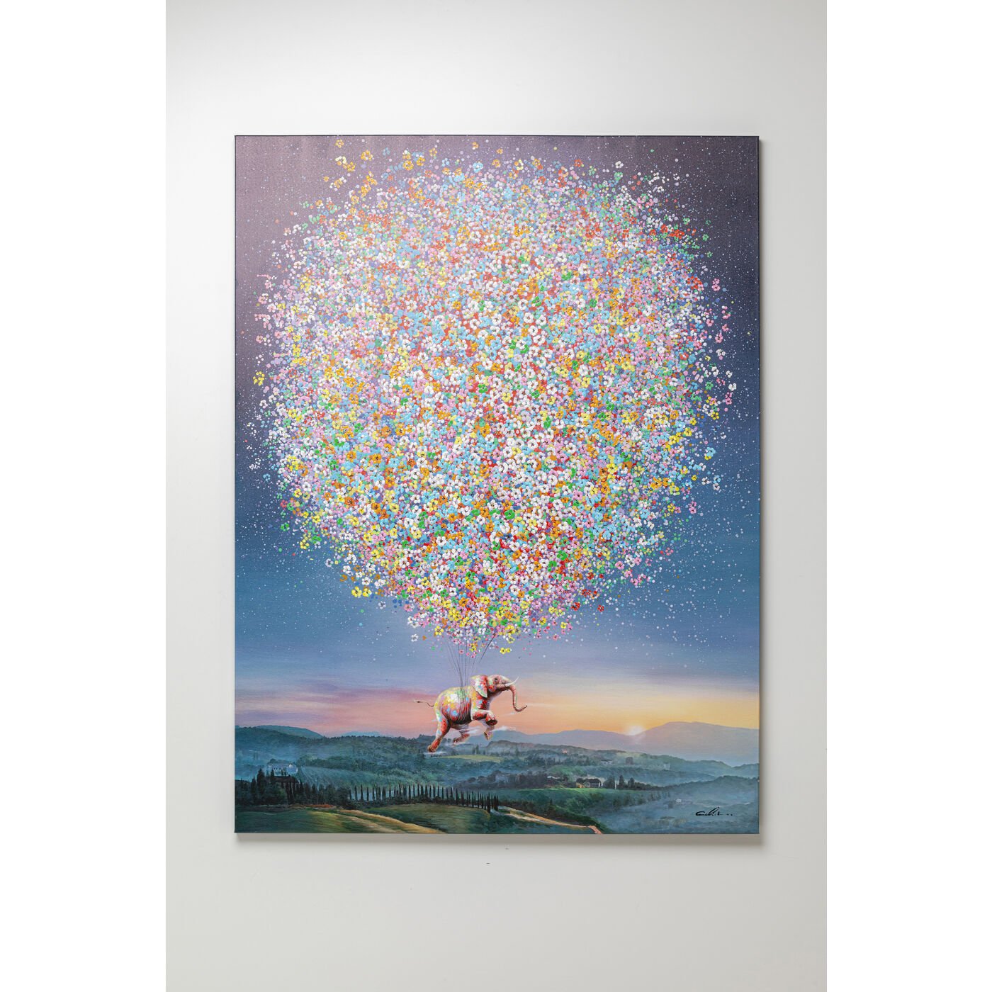 KARE-54827-1400x1400 Canvas Picture Flying Elephant At Night 120x160cm - Image 1