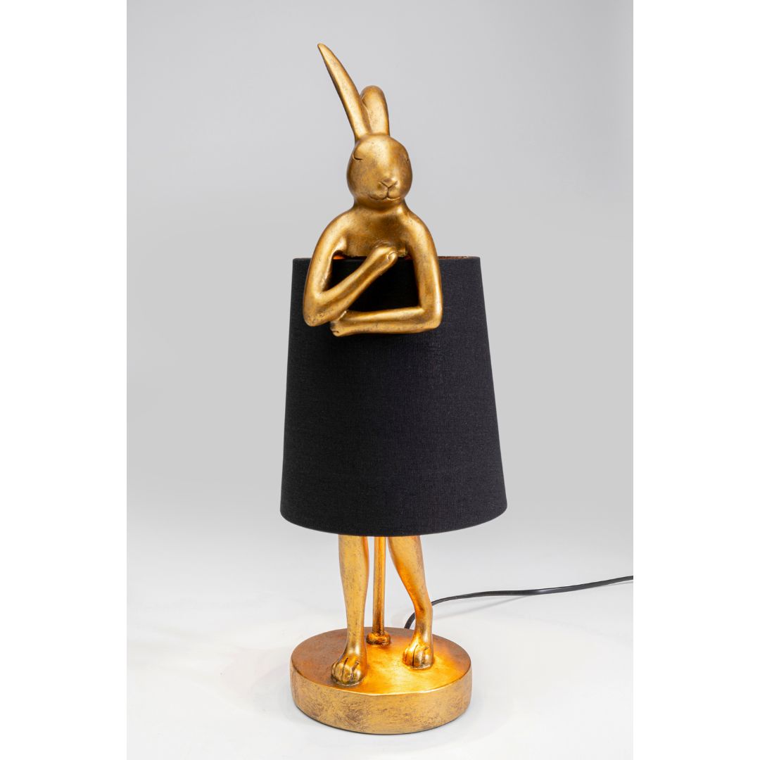 KARE-ACCESSORIES-TABLELAMP-55796 (2) Table Lamp Animal Rabbit Gold/Black 50cm - Image 1