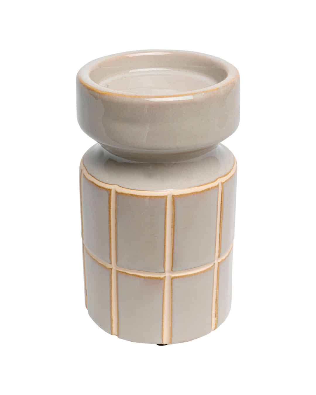57972 Candle Holder Bliss Tile Light Grey 18cm - Image 1