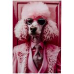 Glass Picture Pink Poodle 40x50cm