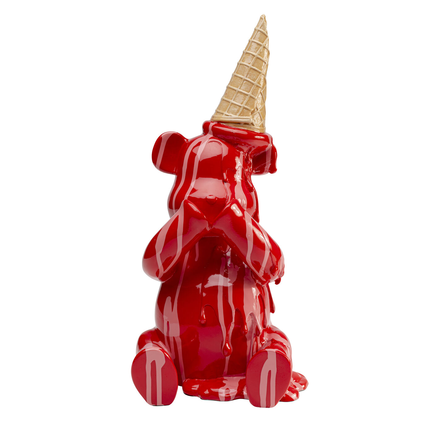 KARE-58003-1400x1400 Deco Figurine Sitting Gelato Bear Red 37cm - Image 1