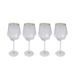 Wine Glass Diamond Gold Rim (4/Set)